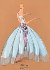 Jeanne Lanvin, Fashion Illustration for a Formal Gown, gouache on paper