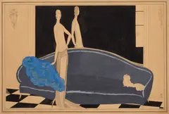 Benito, Woman with Dog, gouache and ink on paperboard