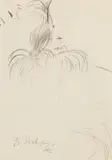 Eric, Portrait of Marlene Dietrich wearing a Monkey Shawl and Hat by Caroline Reboux, 1936, pencil on paper