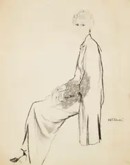René Bouché, Portrait of Janet Gaynor, pencil on paper