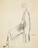 René Bouché, Portrait of Janet Gaynor, pencil on paper