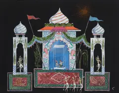 Gilbert Adrian, India, gouache on paper