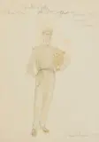 Jane Robinson, Costume Design for Anthony Andrews as Sebastian Flyte in Brideshead Revisited, watercolor, ink and pencil on paper