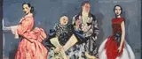 Michaele Vollbracht, Christy Turlington, Madonna as Evita, Vanilla Ice, and Shalom Harlow, mixed media on illustration board