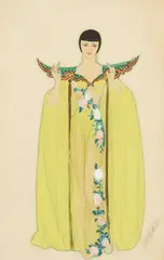 Walter Cohick Plunkett, Costume Design for Anna May Wong, gouache and pencil on paper