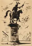 Eugene Berman, Equestrian Statues; Female Costume and Mask (Four Works)