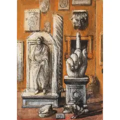 Eugene Berman, Classical Set Design, watercolor, crayon, and pen and ink on paper