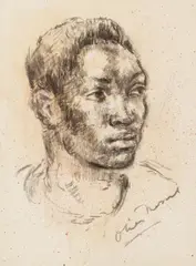 Oliver Messel, Portrait of a Young Barbadian Man, circa 1963, charcoal on paper