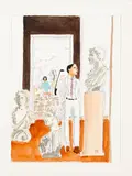 Manuel Santelices, Diana Vreeland in 1979; Peter Hinwood Room; Cy Twombly by Horst; 2021 (Three Works), gouache, watercolor, pen and ink on paper