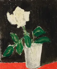 Valentina Schlee, White Roses; Pink Carnations (Two Works), oil on Masonite; oil on artist board