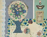 Gloria Vanderbilt, Daisies, fabric and paper collage