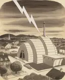 Charles Addams, Church of The Good Shepherd Building, Kansas City, ink and gouache on paper