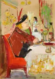 Ludwig Bemelmans, Woman and Dog, Rotisserie Perigourdine, Paris