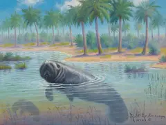 Robert Lindneux, Manatee, oil on canvas