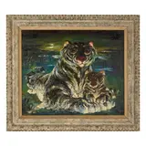 Darrel Austin, Catamount and Cub, oil on canvas