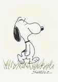 Charles M. Schulz, Snoopy; Snoopy with Umbrella (Two Works), crayon and felt tip on paper; felt tip on paper, respectively