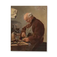 Julius Scholtz, Le cordonnier, oil on panel