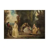 Jean-Baptiste Pater, Scène galante avec Louis XV, oil on panel