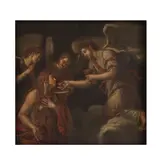 Ecole italienne, Sainte Marie-Madeleine recevant la communion dans le désert, oil on canvas laid down on panel
