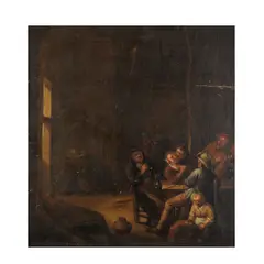 Ecole hollandaise, Scène de taverne, oil on panel