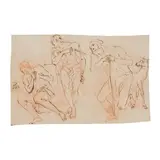 Antonio Molinari, Études de saint en plusieurs positions, pen and brown ink, red chalk on paper, laid down