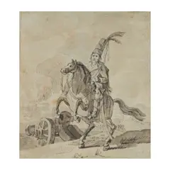 Dirk Langendijk, Portrait d'un chevalier, pen and brown ink, brown wash, red chalk on paper