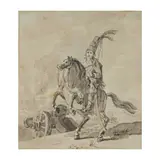 Dirk Langendijk, Portrait d'un chevalier, pen and brown ink, brown wash, red chalk on paper