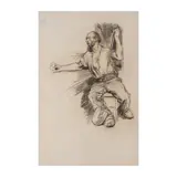 Léon Augustin Lhermitte, Paysan accoudé, charcoal on paper