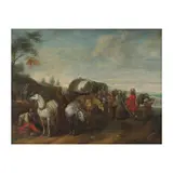 Atelier de Pieter Snayers, Paysage flamand avec des voyageurs attaqués par des brigands, oil on canvas, unlined