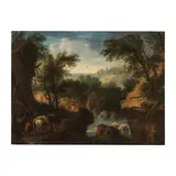 Atelier de Jacques d'Arthois, Paysage champêtre animé de figures, oil on panel