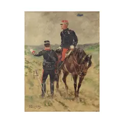Jules, Un général de division, accompagné d'un officier d'ordonnance, oil on panel