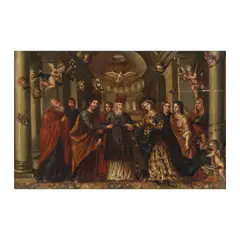 Ecole espagnole, Le Mariage de la Vierge, oil on panel