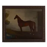 A horse in his stable by British School, oil on canvas, sold Sep 2024