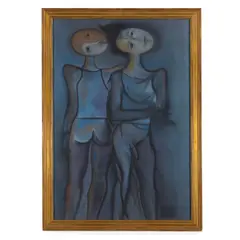 Christina Karll, Two figures, charcoal and pastel on paper