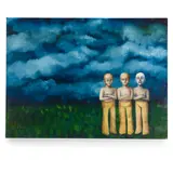 Ann Harper, Three Figures; and Children (two works), both oil on canvas