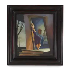 unknown Artist, Portrait of a melancholy woman, oil on board