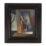 unknown Artist, Portrait of a melancholy woman, oil on board