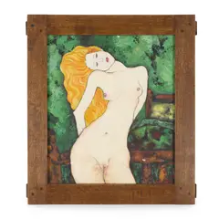 unknown Artist, Portrait of a blonde nude woman, oil on canvas
