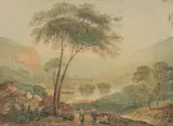 John Varley Ows, Lakeside rest, watercolour