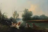 George Armfield, Spaniels flushing ducks, oil on canvas