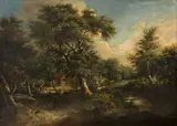 Jacob Isaackz. van Ruisdael, Summer landscape with cottages and trees, oil on canvas