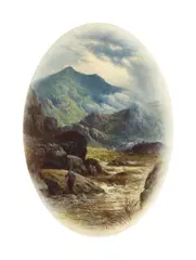 Walter Williams, River landscape with angler; Rocky river landscape with angler, oil on canvas