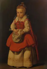 Cornelis de Vos, Portrait of a girl, full length, holding a flower, oil on canvas