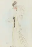 Cecil Beaton, Costume for Lady Windermere's Fan by Oscar Wilde, Phoenix Theatre, London 1966 with Coral Browne