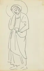 Saint by Duncan Grant, pen on paper, sold Apr 2025