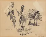 Terence Cuneo, The wood sellers, Addis Ababa, pencil