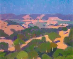 Evia landscape, Greece by Colin Hayes, oil on canvas laid to board, sold Apr 2025
