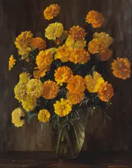 Roses d'Inde by Elizabeth Rouviere, oil on canvas, sold Apr 2025