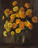 Elizabeth Rouviere, Roses d'Inde, oil on canvas