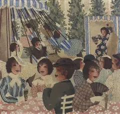 Suzanne Eisendieck, Merry-go-round cafe, oil on canvas
